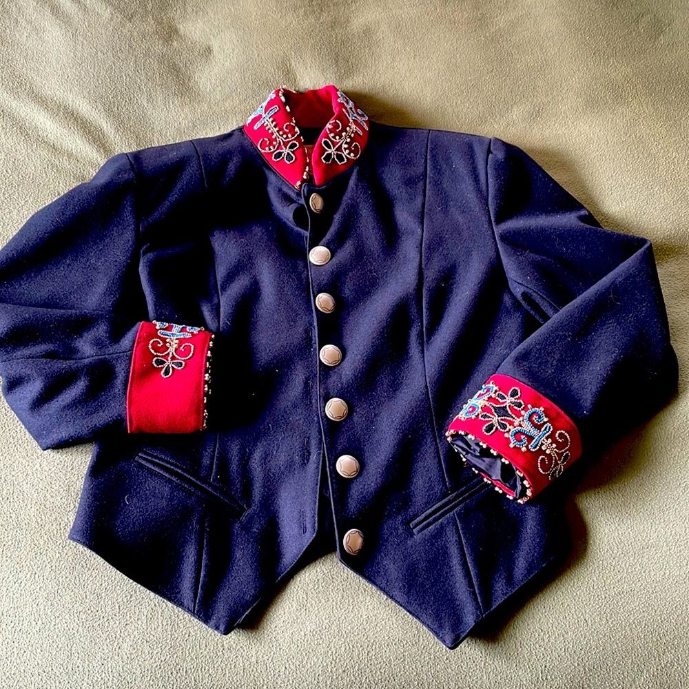 Beaded Military Style Riding Jacket Small